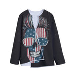 American Flag Skull Print Long Sleeve Short Coat