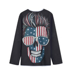 American Flag Skull Print Long Sleeve Short Coat