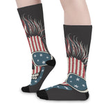 American Flag Skull Print Long Socks