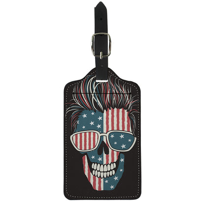 American Flag Skull Print Luggage Tag