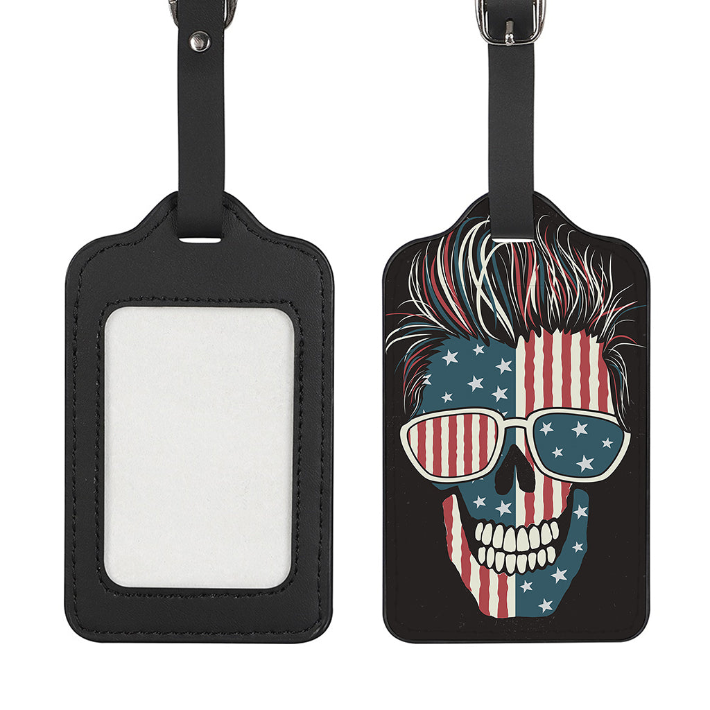 American Flag Skull Print Luggage Tag