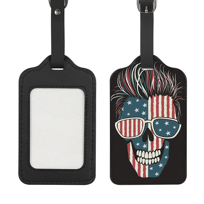 American Flag Skull Print Luggage Tag