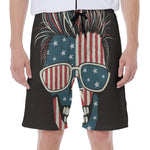 American Flag Skull Print Men's Beach Shorts