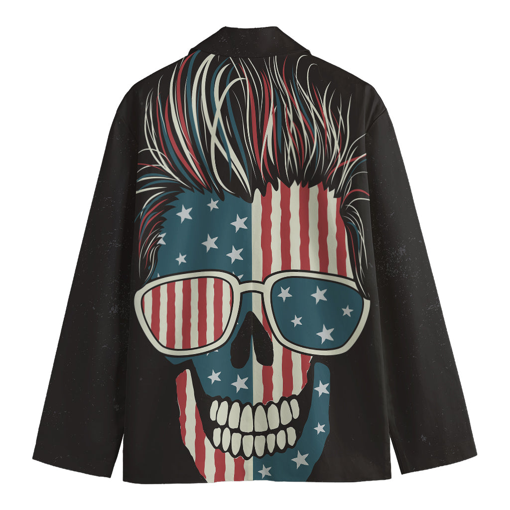 American Flag Skull Print Men's Blazer