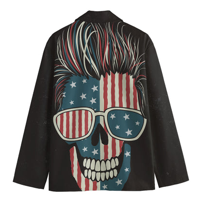 American Flag Skull Print Men's Blazer