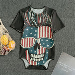 American Flag Skull Print Men's Bodysuit