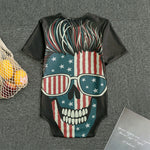 American Flag Skull Print Men's Bodysuit