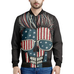 American Flag Skull Print Men's Bomber Jacket