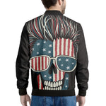 American Flag Skull Print Men's Bomber Jacket