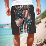 American Flag Skull Print Men's Cargo Shorts