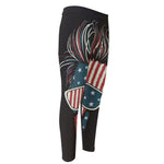 American Flag Skull Print Men's Compression Pants