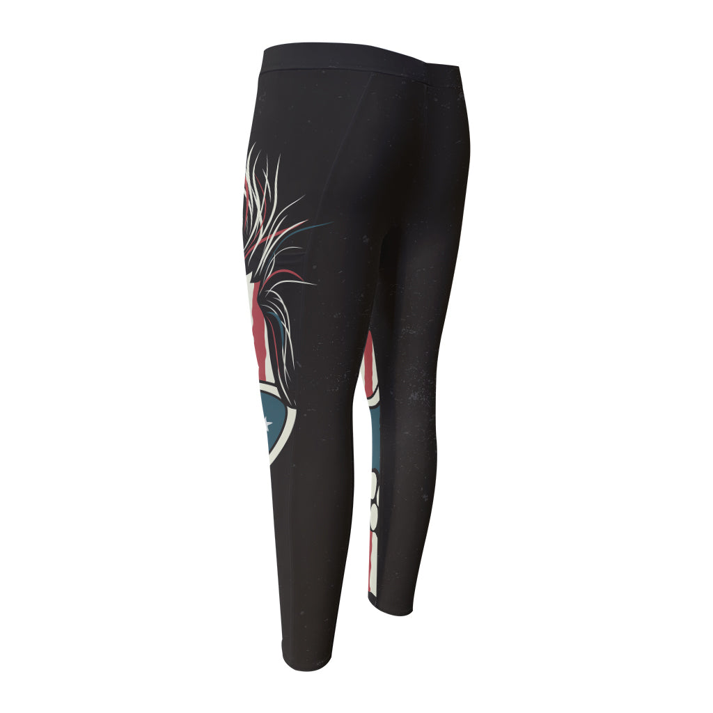 American Flag Skull Print Men's Compression Pants
