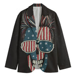 American Flag Skull Print Men's Cotton Blazer