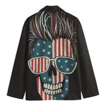 American Flag Skull Print Men's Cotton Blazer