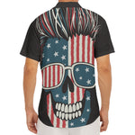 American Flag Skull Print Men's Deep V-Neck Shirt