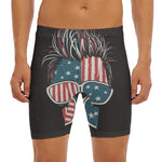 American Flag Skull Print Men's Long Boxer Briefs