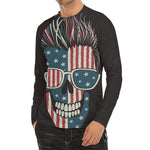 American Flag Skull Print Men's Long Sleeve Rash Guard
