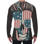 American Flag Skull Print Men's Long Sleeve T-Shirt