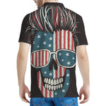 American Flag Skull Print Men's Polo Shirt