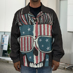 American Flag Skull Print Men's Shirt Jacket