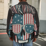 American Flag Skull Print Men's Shirt Jacket