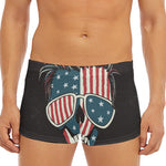American Flag Skull Print Men's Short Boxer Briefs