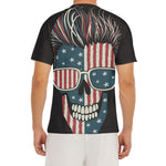 American Flag Skull Print Men's Short Sleeve Rash Guard