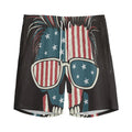 American Flag Skull Print Men's Athletic Shorts