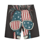 American Flag Skull Print Men's Sports Shorts