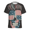 American Flag Skull Print Men's Athletic T-Shirt