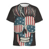 American Flag Skull Print Men's Sports T-Shirt