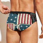 American Flag Skull Print Men's Swim Briefs