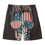 American Flag Skull Print Men's Swim Trunks