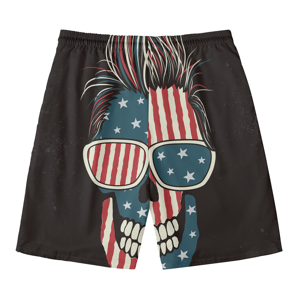 American Flag Skull Print Men's Swim Trunks
