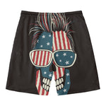 American Flag Skull Print Men's Swim Trunks