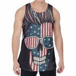 American Flag Skull Print Men's Velvet Tank Top