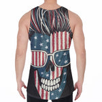 American Flag Skull Print Men's Velvet Tank Top