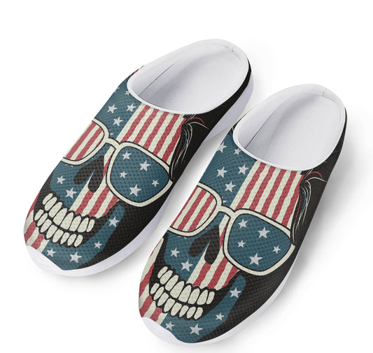 American Flag Skull Print Mesh Casual Shoes