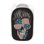 American Flag Skull Print Mesh Laundry Hamper