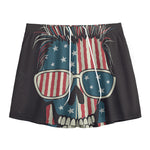 American Flag Skull Print Mesh Shorts
