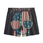 American Flag Skull Print Mesh Shorts