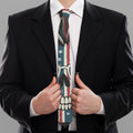 American Flag Skull Print Necktie