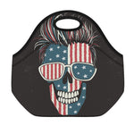 American Flag Skull Print Neoprene Lunch Bag