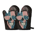 American Flag Skull Print Oven Mitts