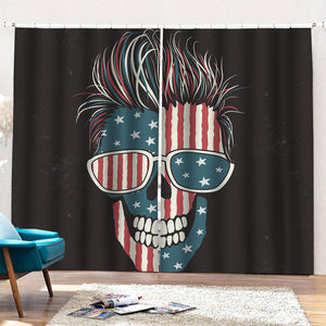 American Flag Skull Print Pencil Pleat Curtains