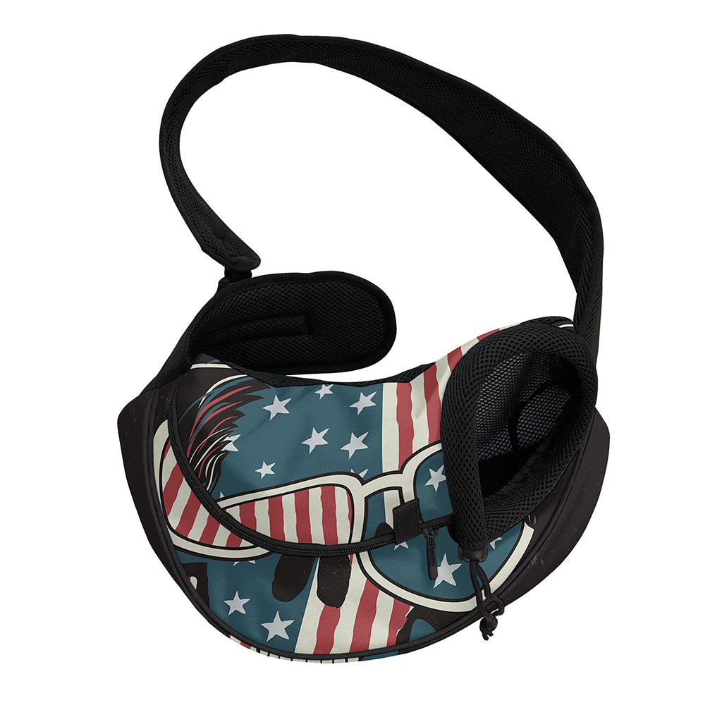 American Flag Skull Print Pet Sling Carrier