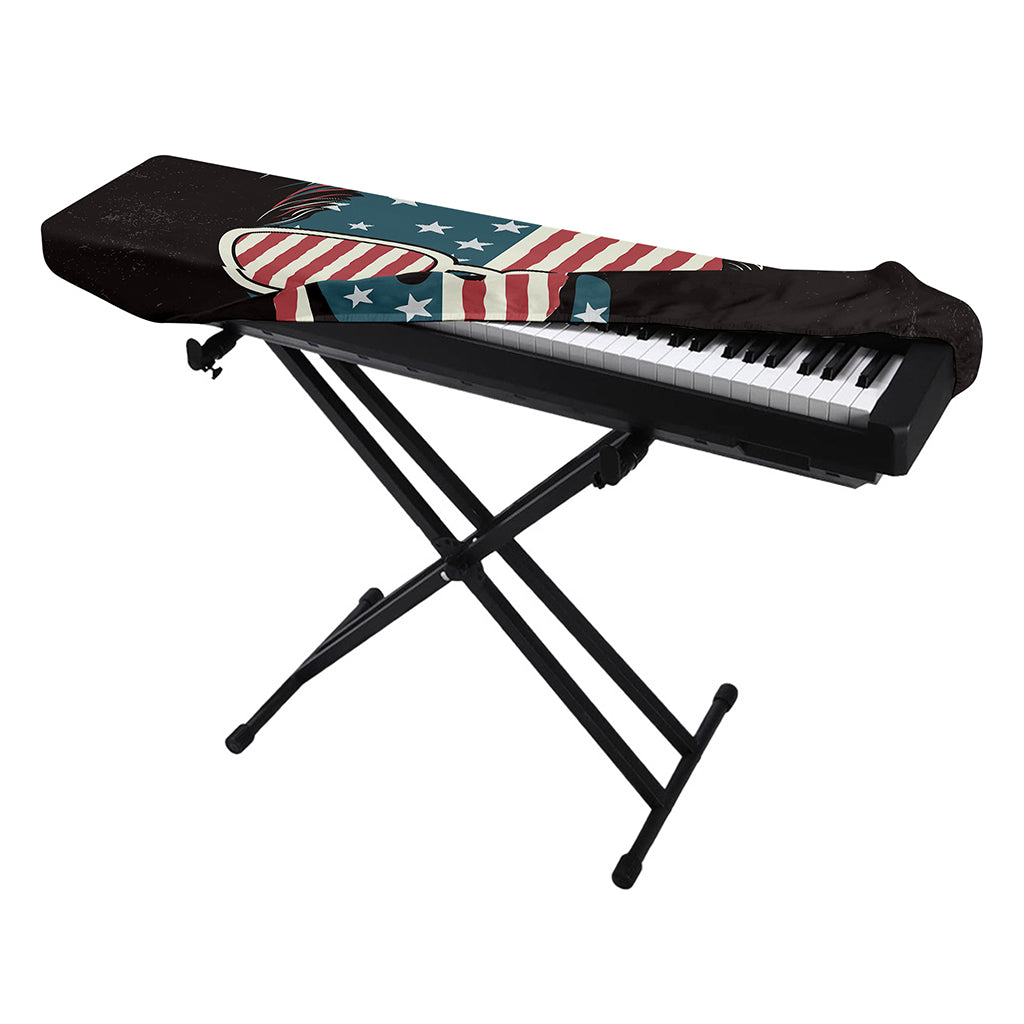 American Flag Skull Print Piano Keyboard Cover