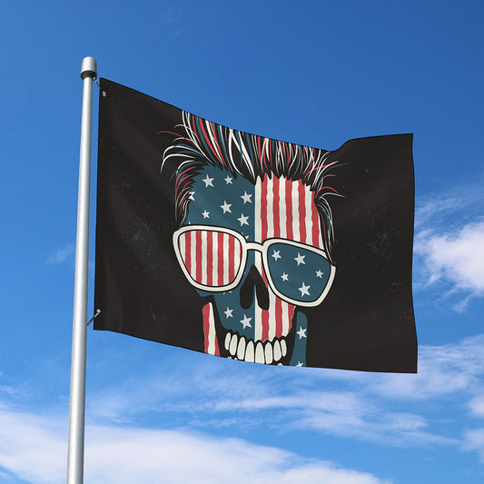 American Flag Skull Print Polyester Flag