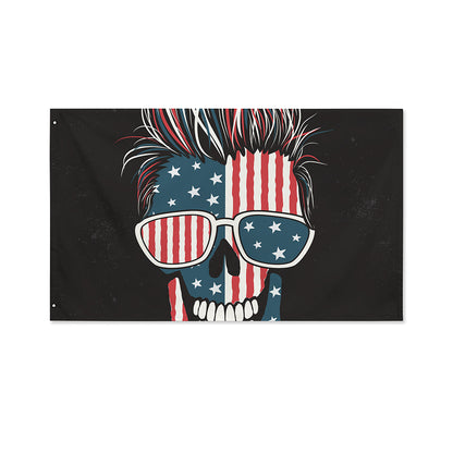 American Flag Skull Print Polyester Flag