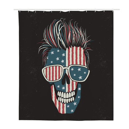 American Flag Skull Print Polyester Shower Curtain